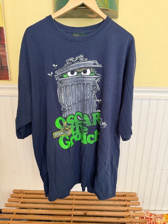 Sesame Street Other - Sesame Street Oscar The Grouch Graphic T-Shirt Navy Blue Cotton Short Sleeve
